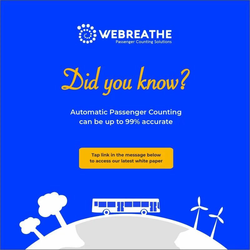 WEBREATHE illustration stating that Automatic Passenger Counting can be up to 99% accurate