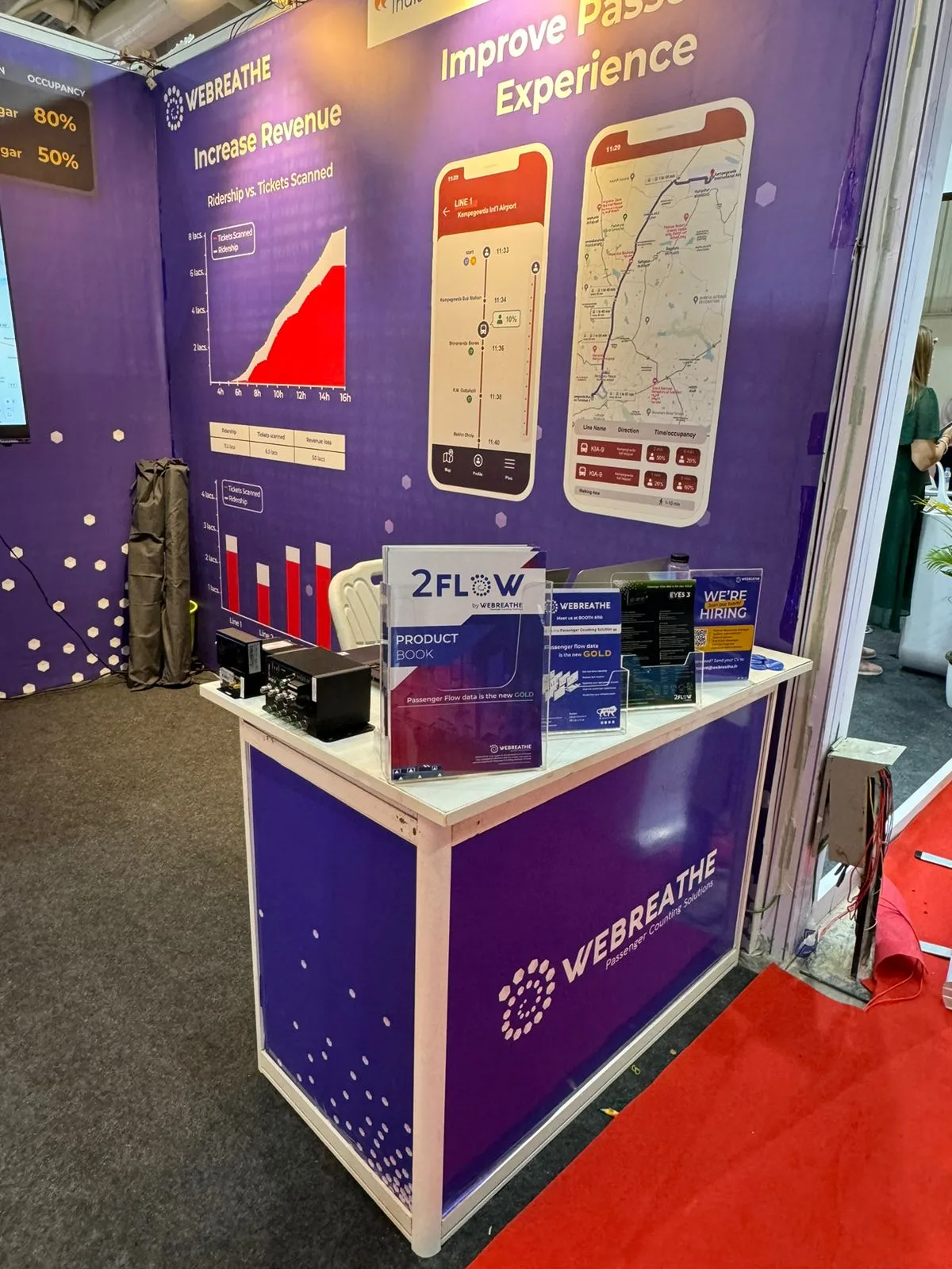 WEBREATHE product literature and passenger-experience display