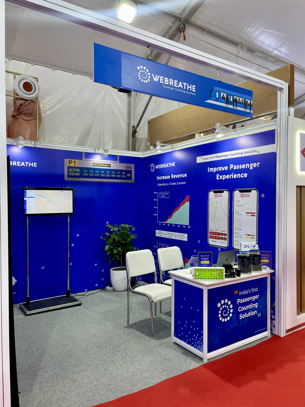 WEBREATHE booth display about improving passenger experience